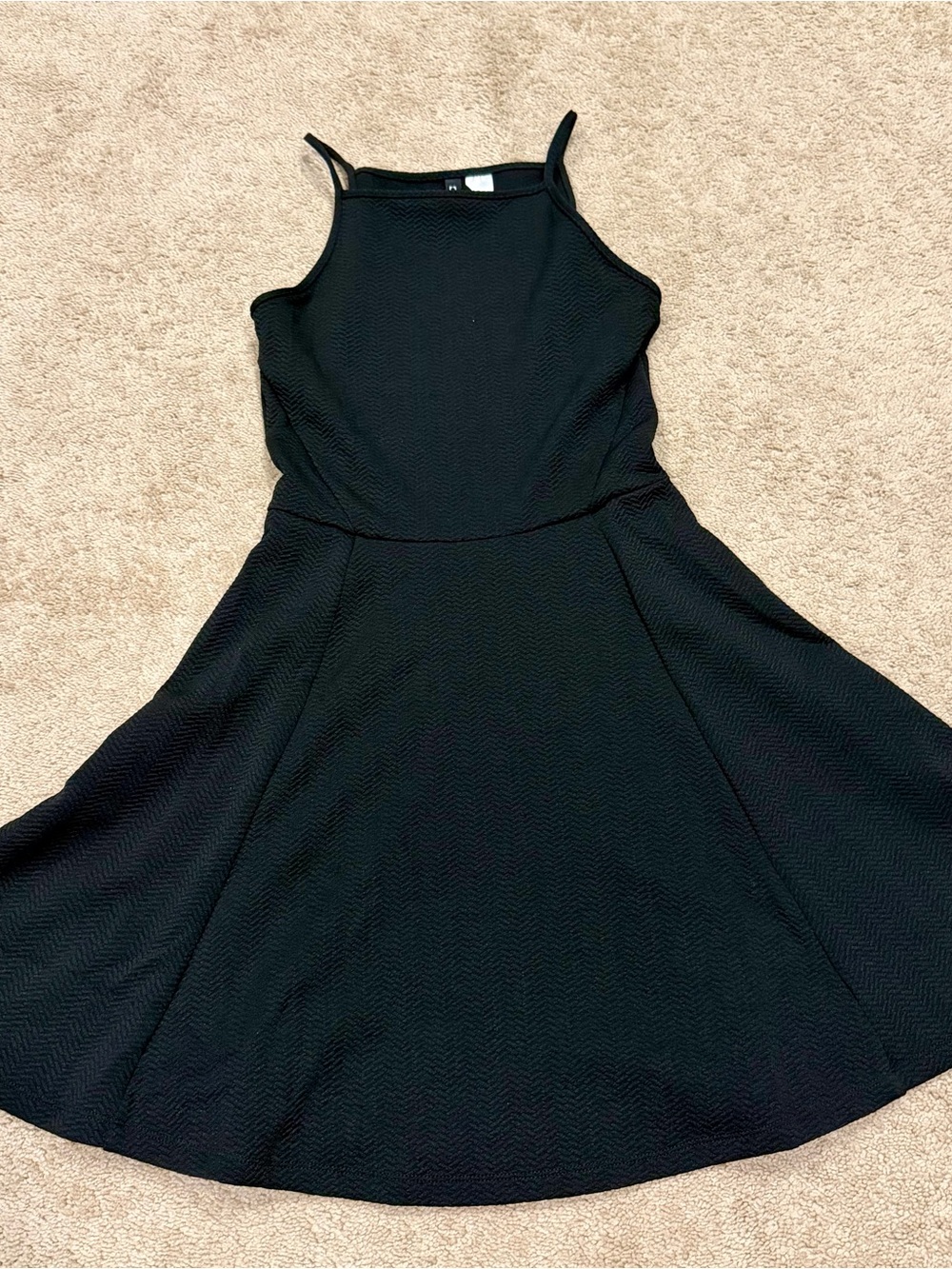 H&M Divided US Sz 4 Black Spaghetti Strap Fit & Flare Sleeveless Skater Dress